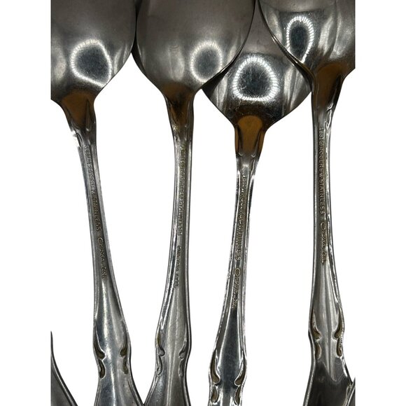 6 Oneida USA ARBOR ROSE/TRUE ROSE Table Spoon Soup Spoon Stainless Glossy - Picture 3 of 3